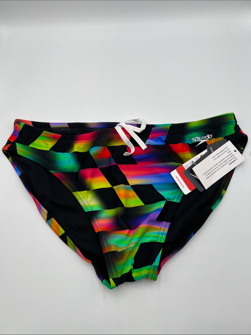 Speedo racer swimming brief shorts blue red stripe box swim men new 38